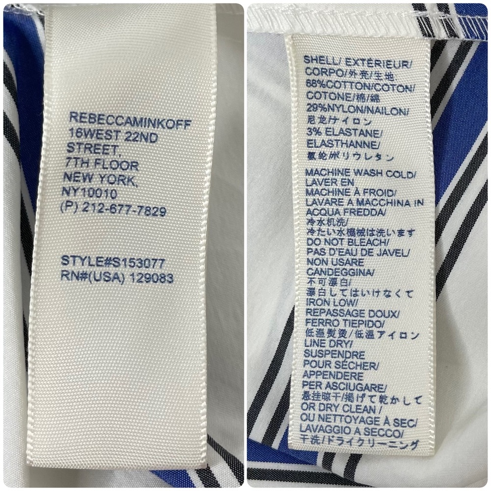 Rebecca Minkoff Misty Skirt in Santorini Blue Striped Asymmetrical Cotton Size 6 - Picture 15 of 16